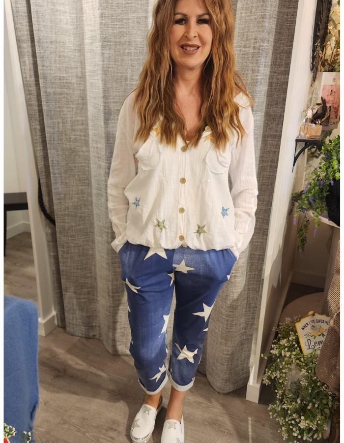 Dark Blue Stars Track Pants