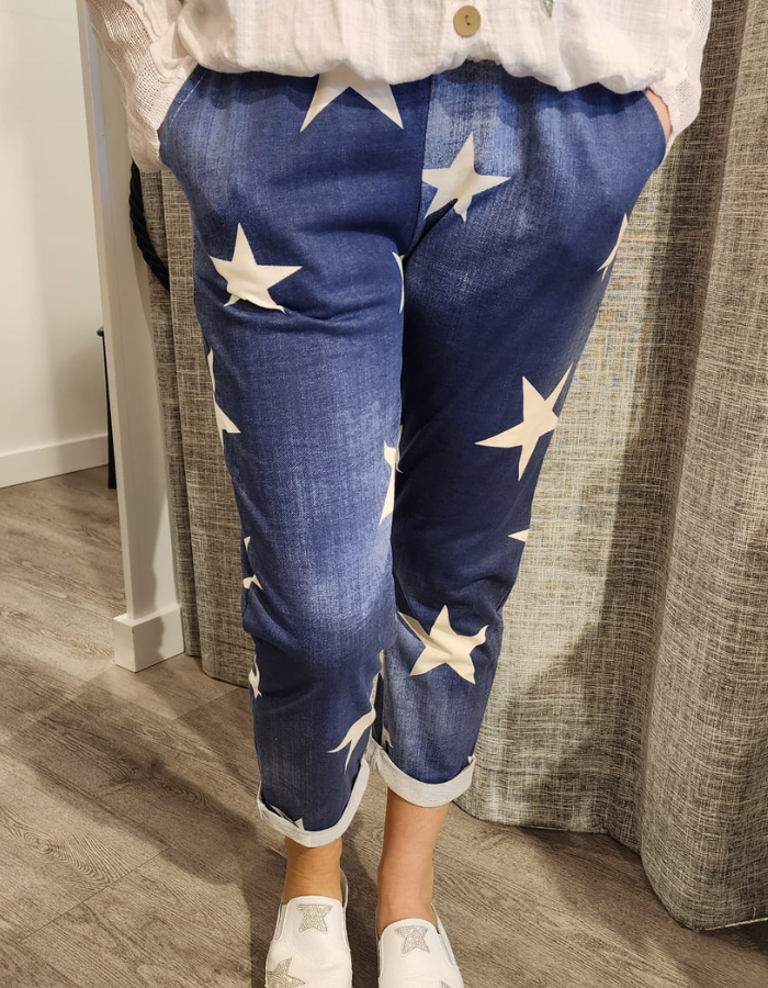 Dark Blue Stars Track Pants