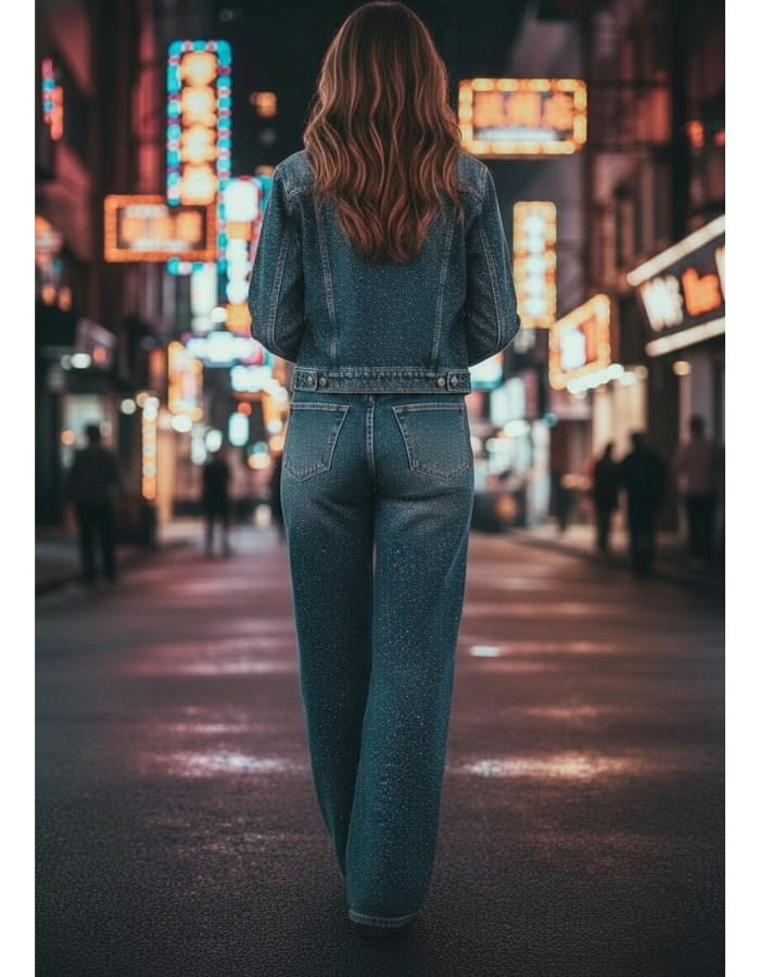 Diamonte denim straight leg jeans