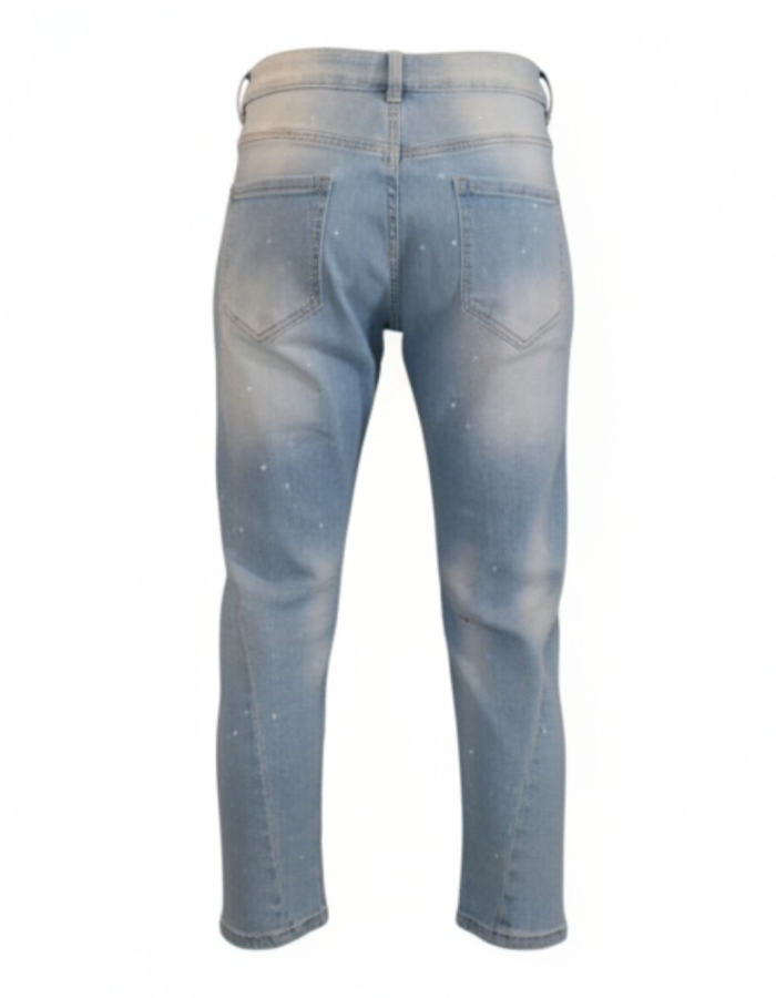 Distressed denim jeans