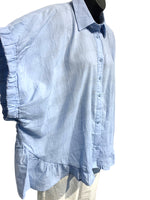 Cotton Button Up Short with Short Wide Sleeve