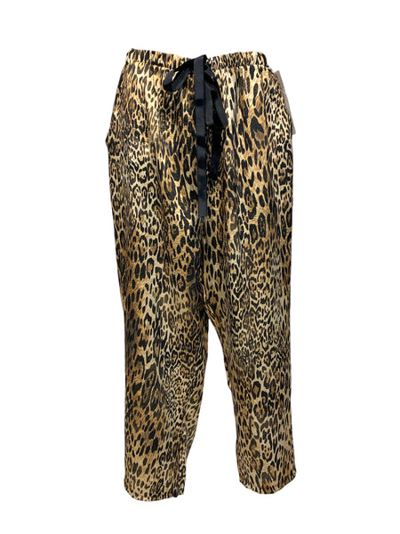 Leopard Print Silky Feel Pants with Side Pockets and Elasticated Waistline