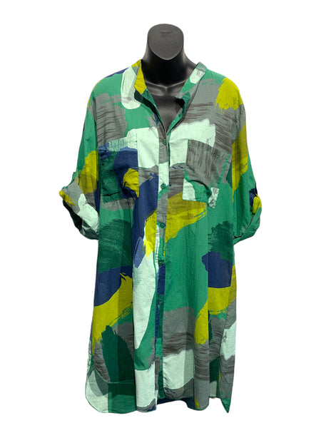 Italian Colour Splash Cotton Button Up Dress
