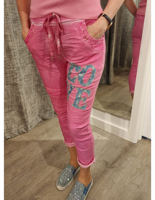 Embroidered LOVE Pants