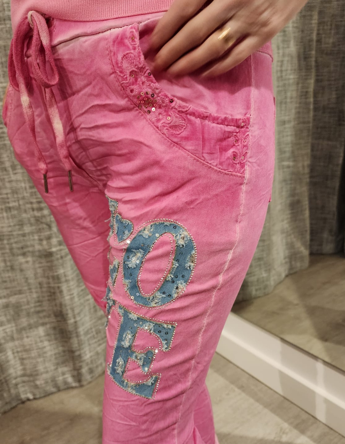Embroidered LOVE Pants