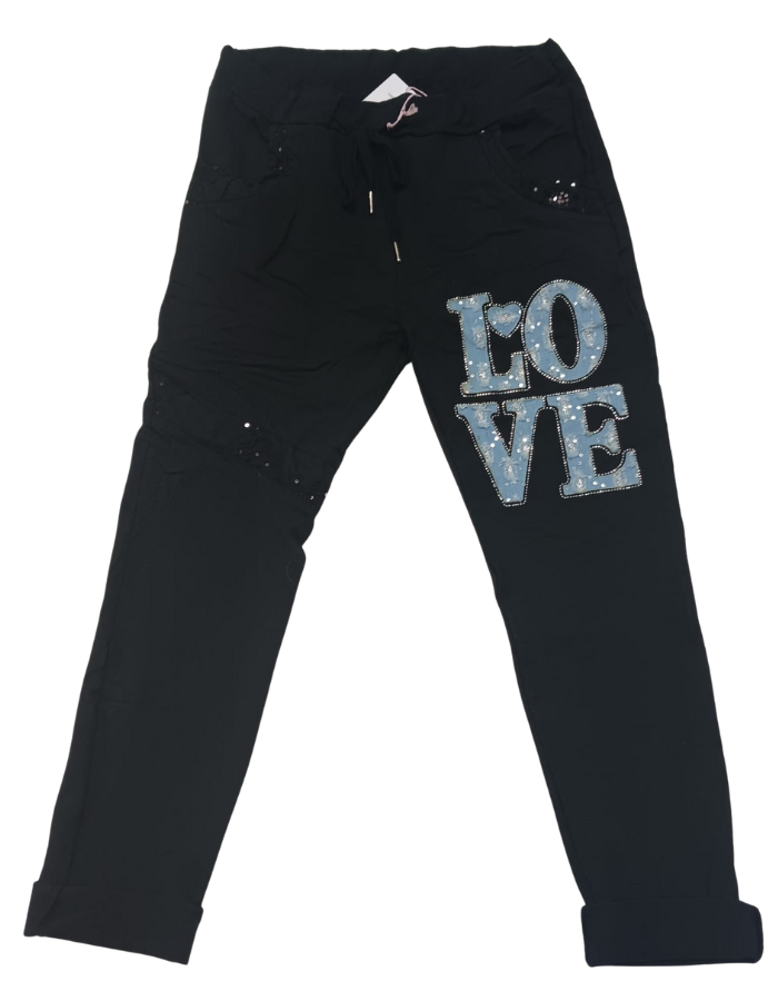 Embroidered LOVE Pants