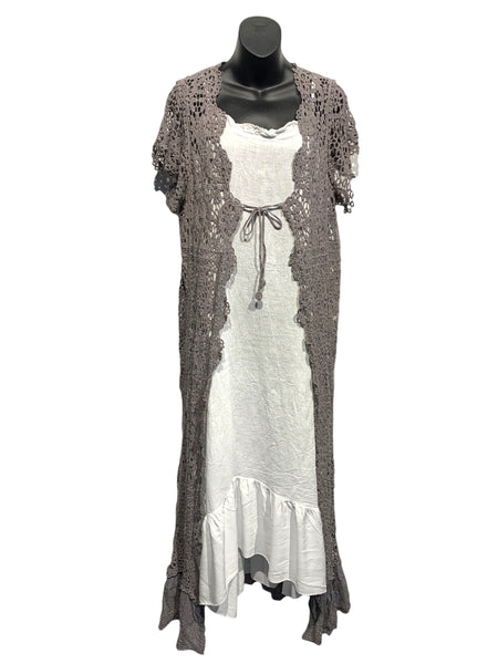 Cotton Crochet Coat / Grey