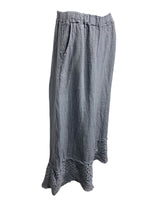 Italian Linen Pants with Ragged Edge  Ends and Broderie Detailing