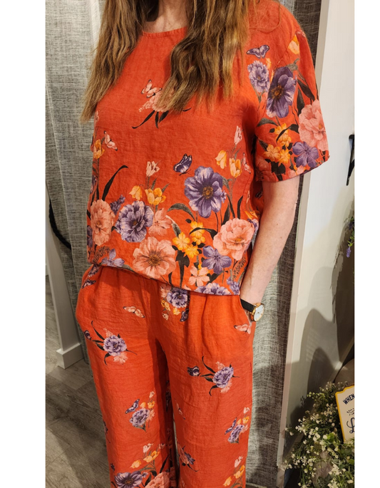 Linen Floral Top