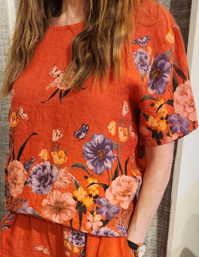 Linen Floral Top