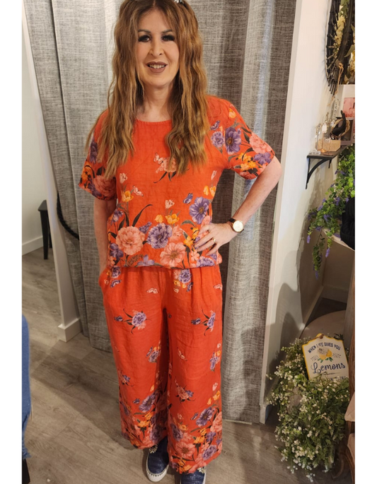 Linen Floral Top