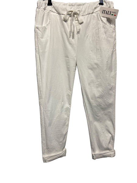 Italian Pull Up Stretch Pants with Drawstring waist