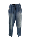 Italian Cotton Stretch Pants with Side Pockets and Zipper Detailing / Light Denim