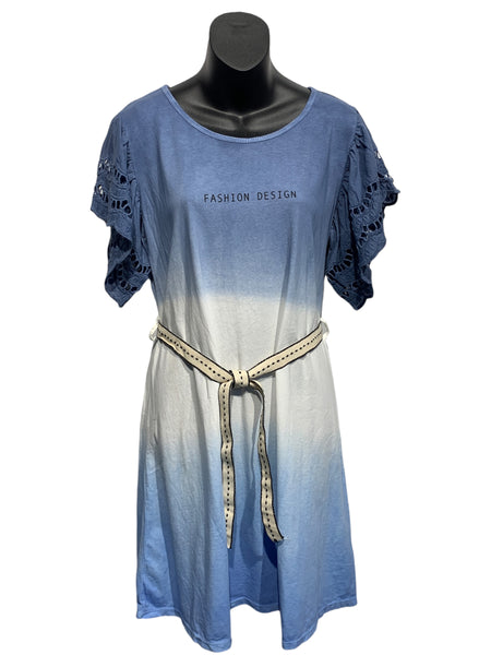 Italian Cotton Short Sleeve Dress with Belt