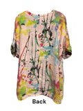 Italian Cotton and Linen Blend Top “Splashes of Paint”