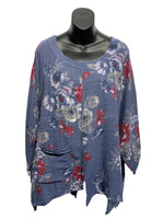 Italian Crinkle Cotton Floral Top