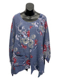 Italian Crinkle Cotton Floral Top