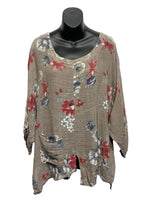 Italian Crinkle Cotton Floral Top
