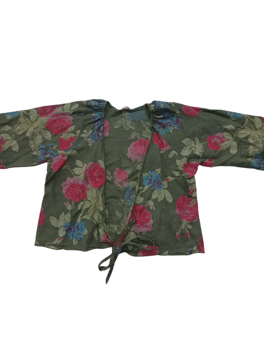 Khaki Linen Floral TIe Jacket