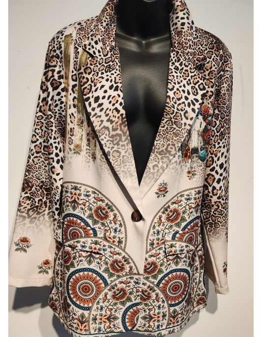 Leopard Print Steer Head Jacket