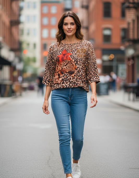 Leopard Face Leopard Print Top