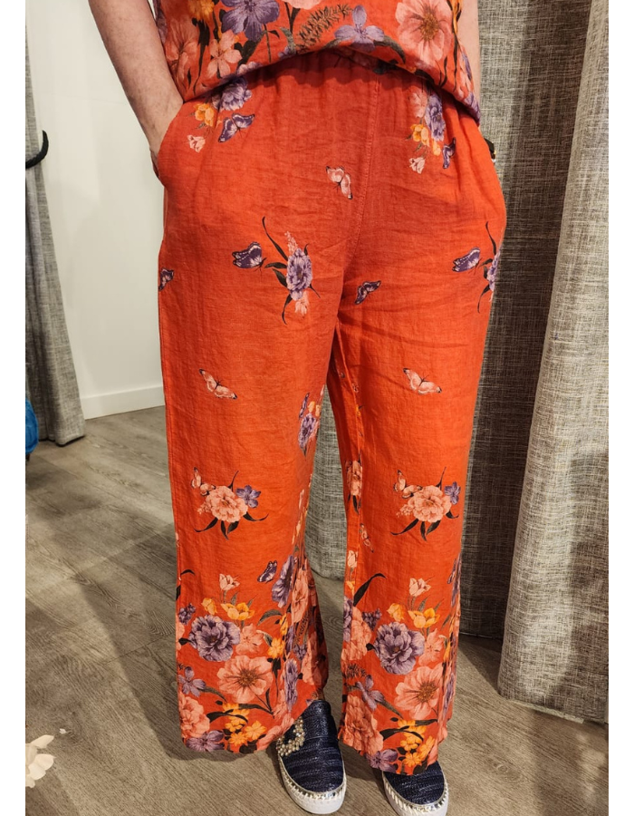 Linen Floral Pants