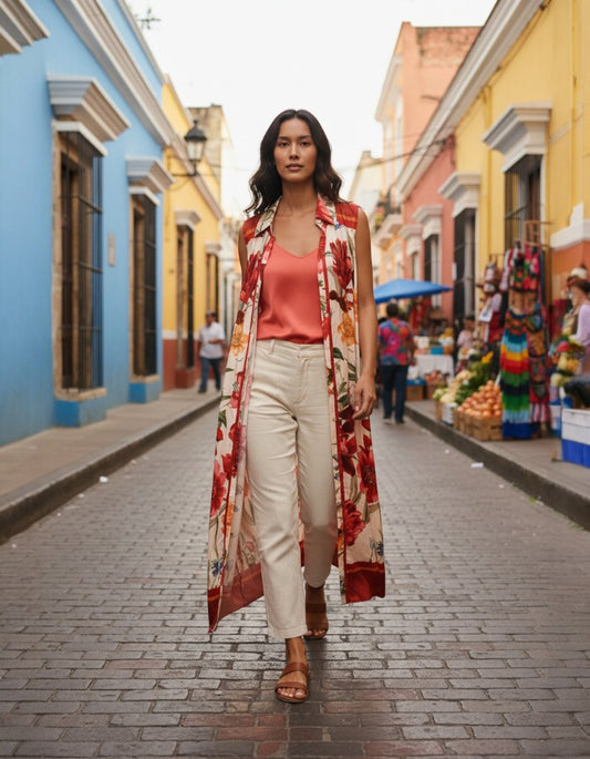 Sleeveless Hibiscus Robe Dress