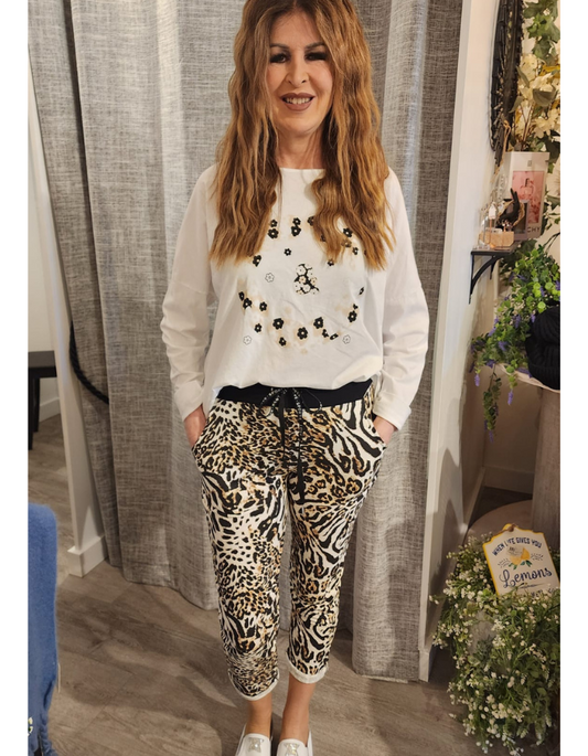 Nyla Leopard Print Track Pants