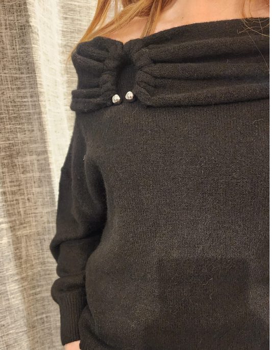 Off Shoulder Wool Blend Knit