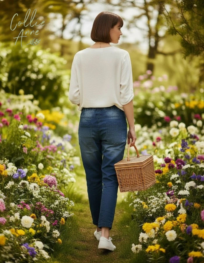 Denim-Look Blue Stretch & Shine Pants 'You Have What You Give'