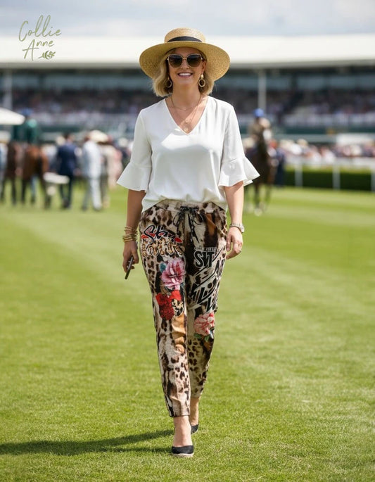 Floral Leopard Fusion Stretch Pants