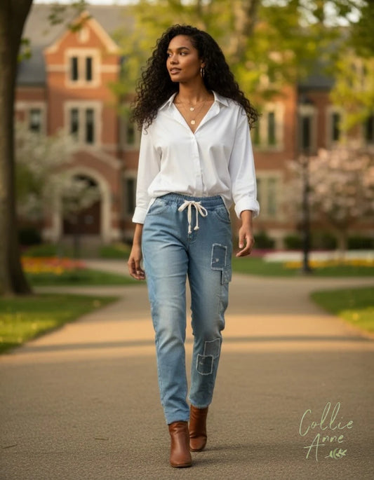 Stellar Denim-Look Stretch Pants