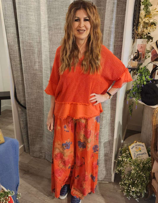 Peony Rose Linen Floral Pants