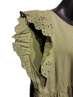 Italian Cotton Frill Sleeve Dress with Broderie Anglaise