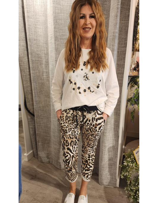 Raphaela Leopard Print Track Pants