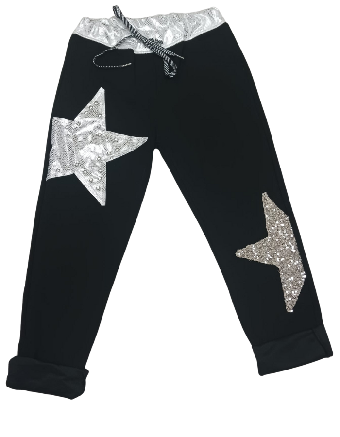 Sequin Star Leg Track Pants