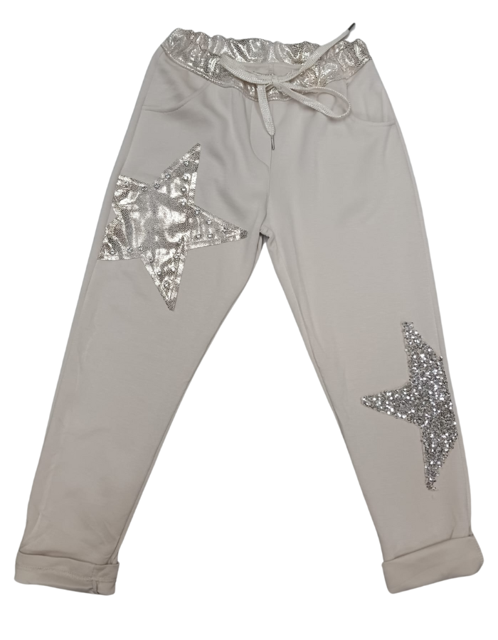 Sequin Star Leg Track Pants