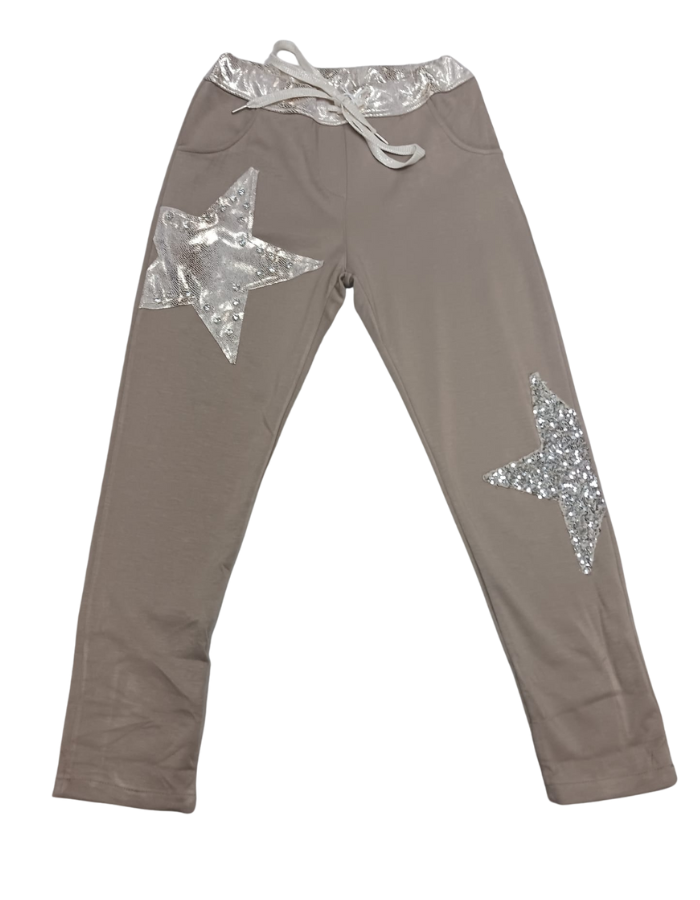 Sequin Star Leg Track Pants