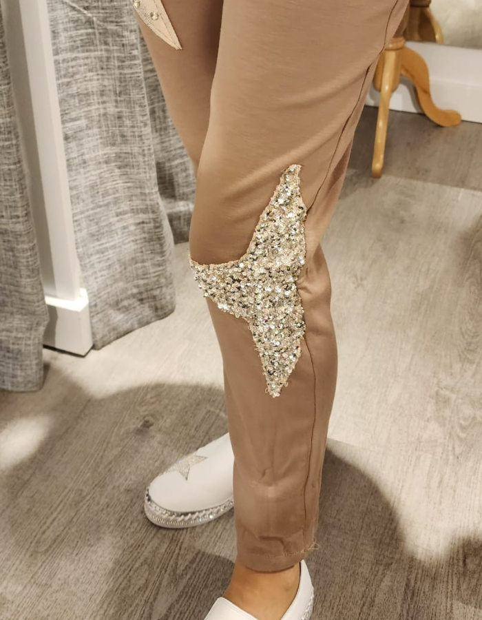 Sequin Star Leg Track Pants