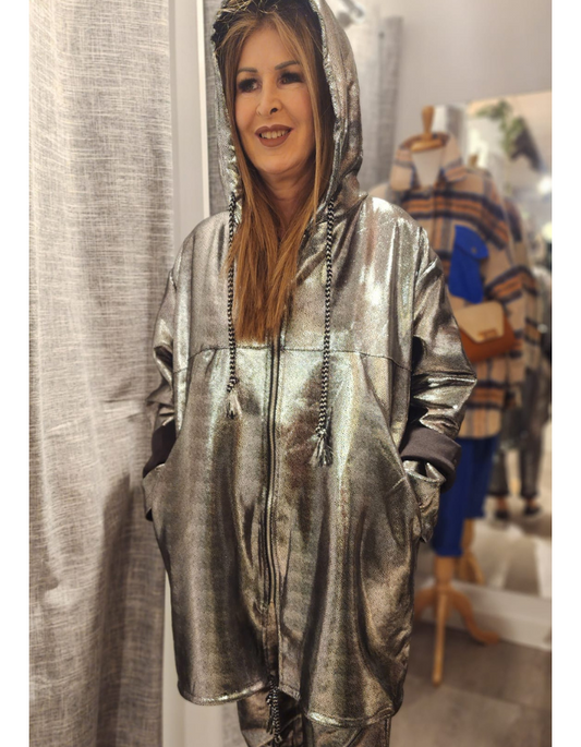 Shiny Metallic Silvia Hooded Jacket
