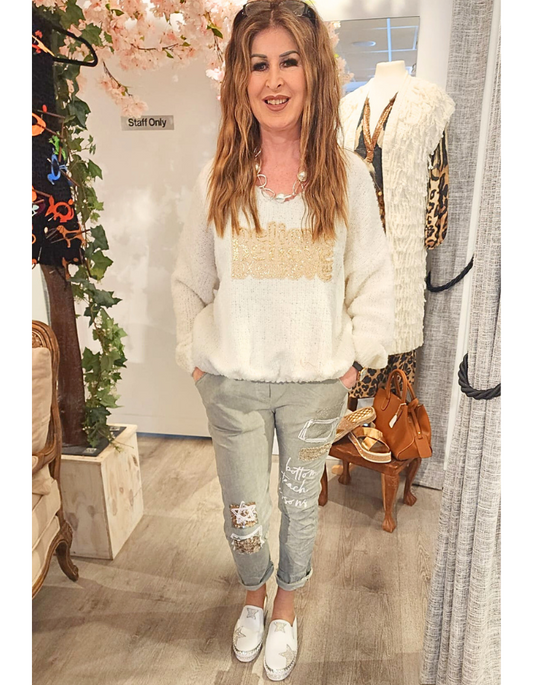 Bucle look "Believe" Drop Shoulder Knit