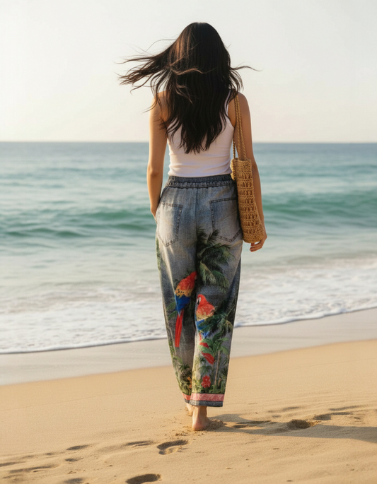 "Dora" Tropical Print Resort Pants