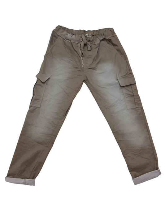Zip Feature Washed Look Cargo Pants