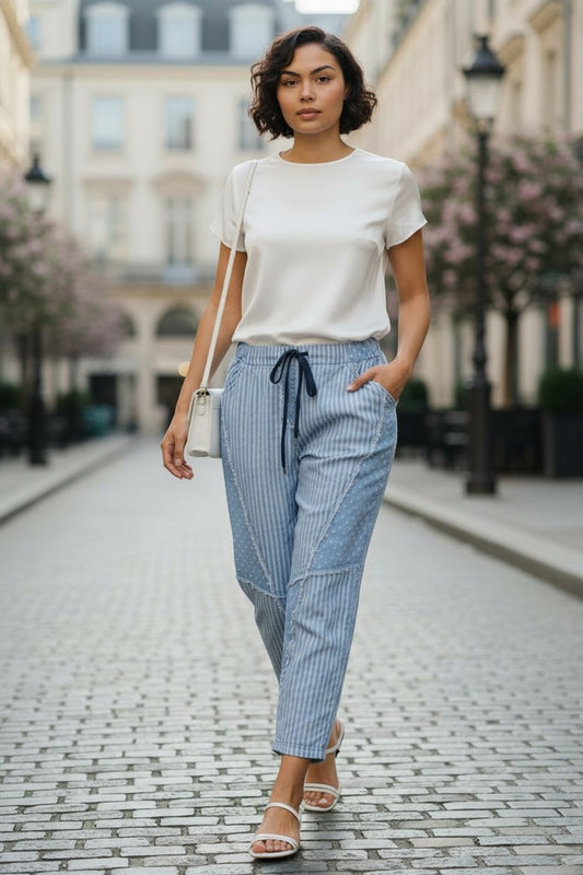 Cotton Blue & White Pants