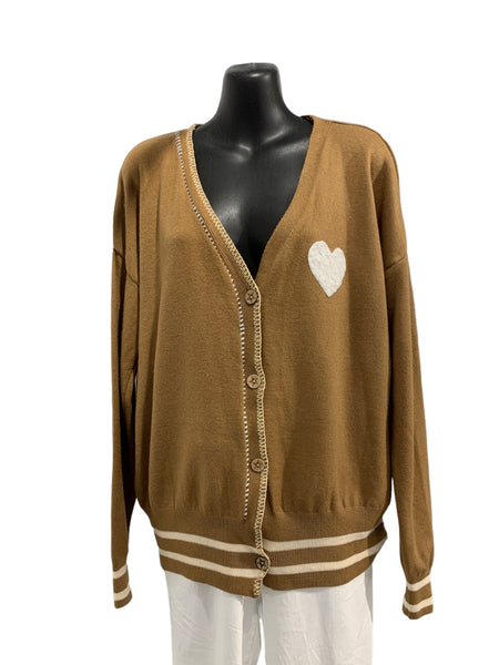 Italian Button Up Cardigan with Gold and Silver Threading Feature