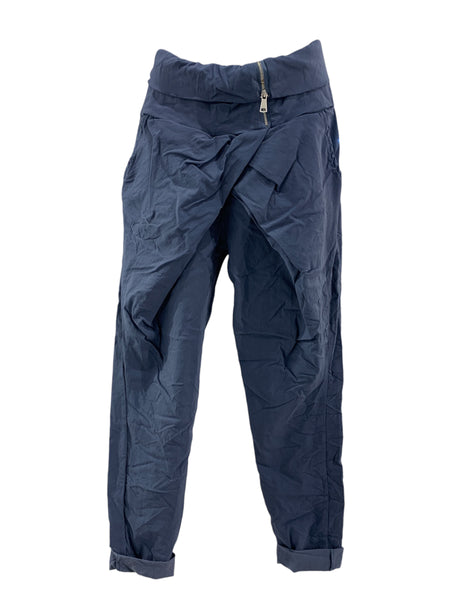 Italian Stretch Pants with Overlap Detailing
