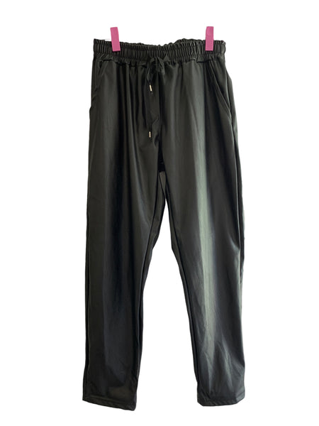 Italian Faux Leather Pants / Black