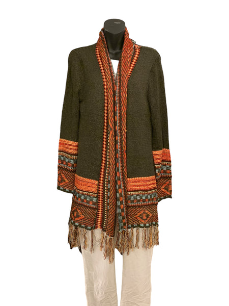 Aztec Pattern Long Knit Cardigan