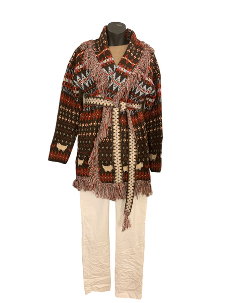 Colourfully Aztec Wrap Around Winter Coat