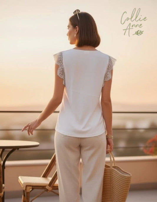 Lace Trimmed Flutter Camisole